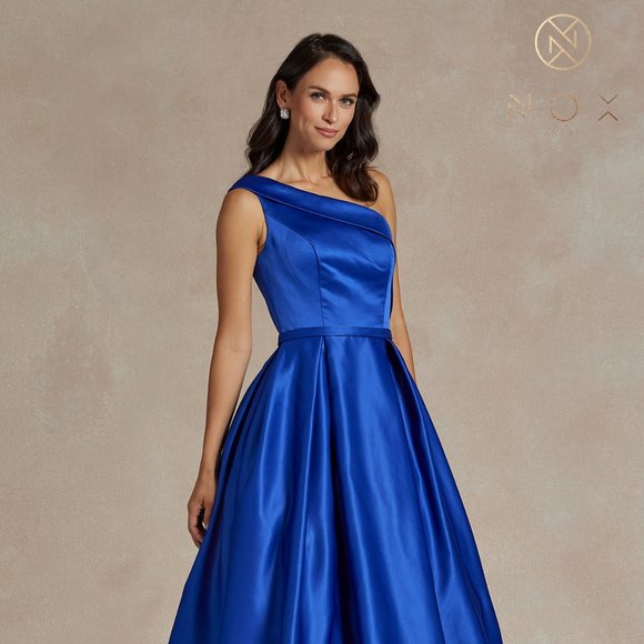 NOX Dresses & Skirts - NEW LONG ONE SHOULDER A-LINE SILHOUETTE SLEEVELESS DRESS WITH ZIP BACK NX JE931
